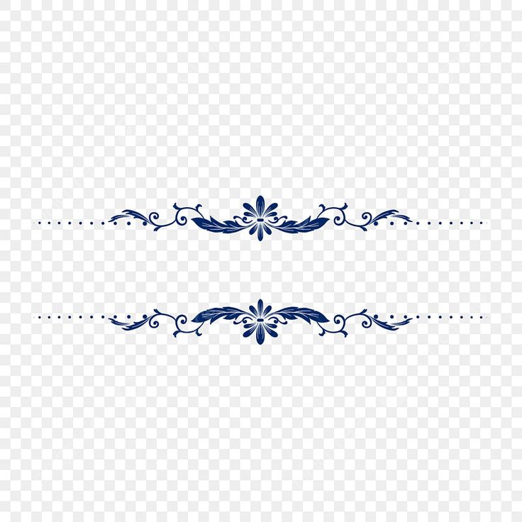 two blue and white borders on a transparent background, with floral designs in the middle