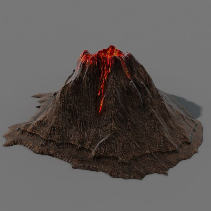 an image of a volcano with red lava