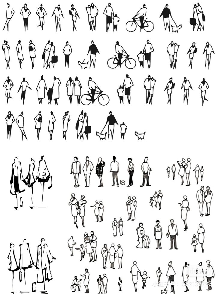 the silhouettes of people are shown in black and white