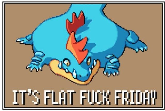 it's flat fock friday with an image of a blue dinosaur and the words, it's flat fock friday