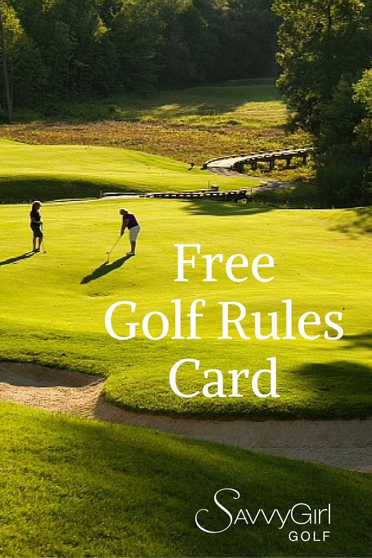 two people playing golf in the grass with text overlay that reads free golf rules card