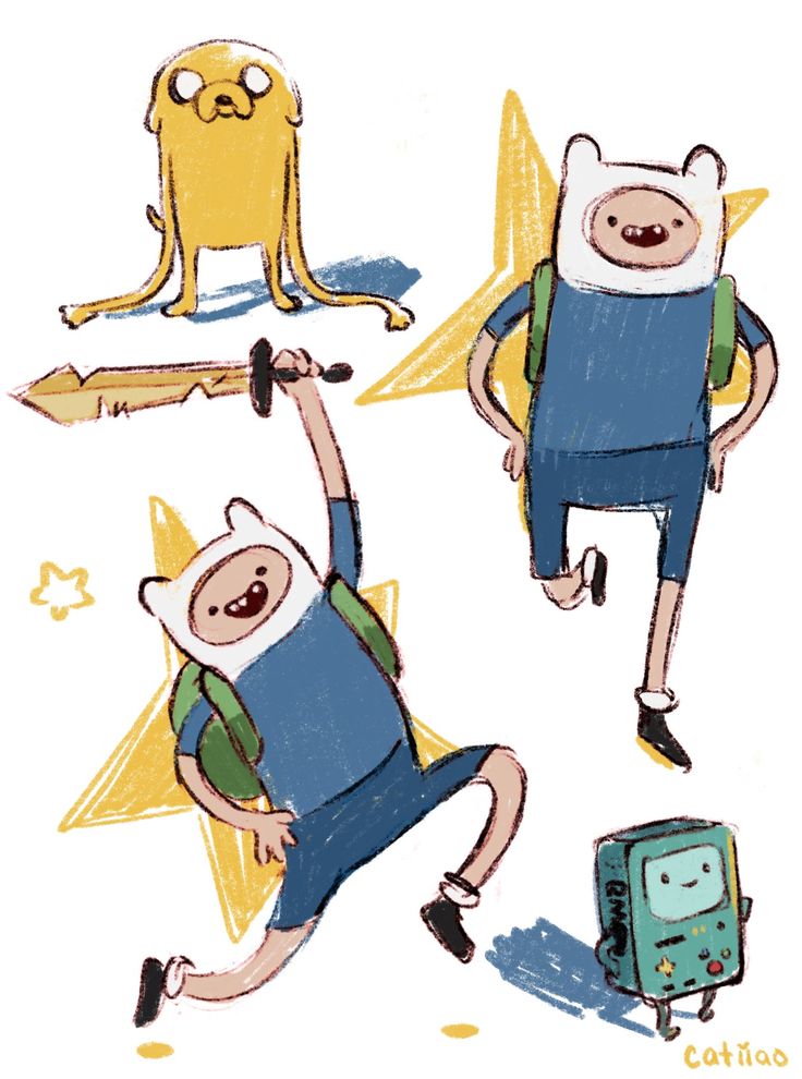 an image of adventure time characters doing different things in the same drawing style as they do