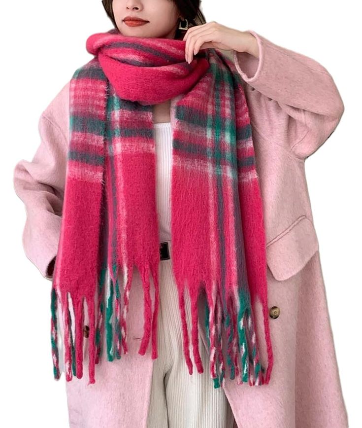 PRICES MAY VARY. Scarf Size: 95L*15W Inches,Include the tassel.It's very big and long, This size scarf can be used as a cape, a blanket,a shawl. Material: The high-quality polyester yarn and cotton processing.It feels very soft and warm. Quality：The product is very friendly to the skin, soft and close to the skin. Perfect for your fashion wear. Color: This scarf product has more than 30 colors to choose from.It has classic plaid color, bright rainbow plaid color, fashion plaid color, and other c Rainbow Plaid, Long Shawl, Wishlist 2024, Thick Blanket, Bright Rainbow, Ultra Wide, Colorful Scarf, Large Scarf, Blanket Wrap