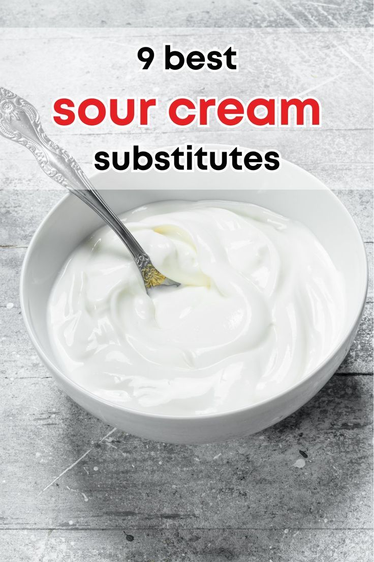 text: "Nine best sour cream substitutes" and a photo of sour cream in a bowl Sour Cream Replacement, Substitute For Sour Cream, Cream Substitute, Cheese Making Process, Sour Cream Substitute, Creamy Fruit Salads, Lemon Cheese, Vegan Substitutes, Food Substitutions