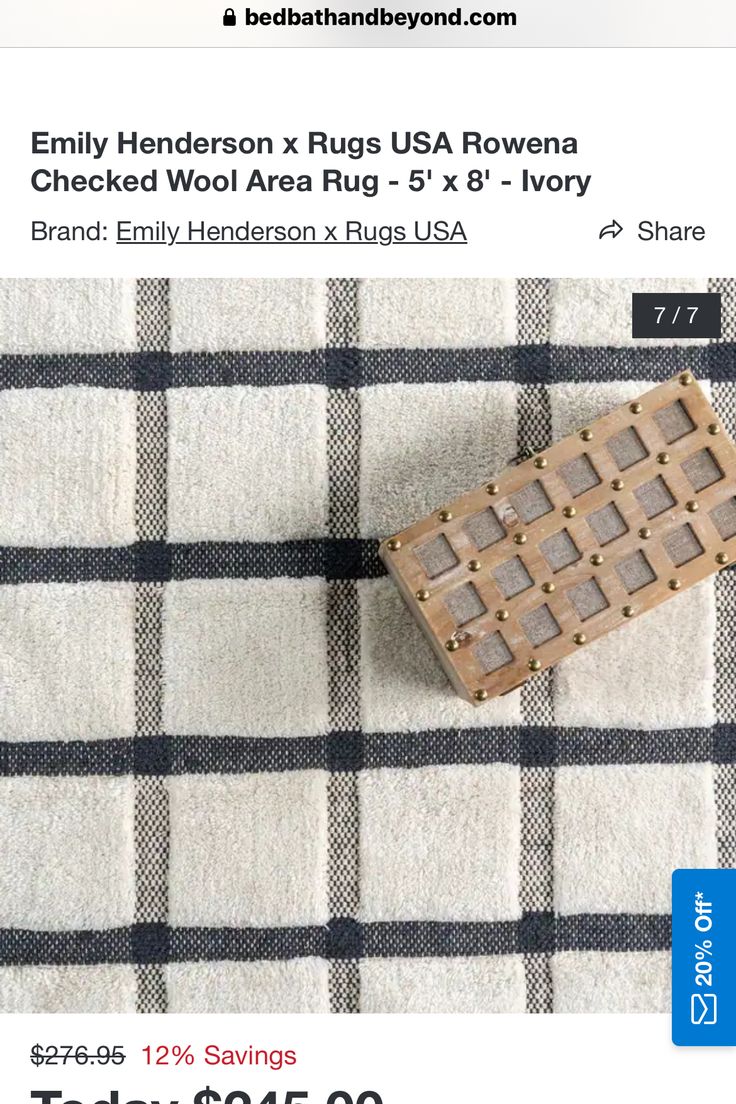 an advertisement for a rug with a wooden keyboard on it