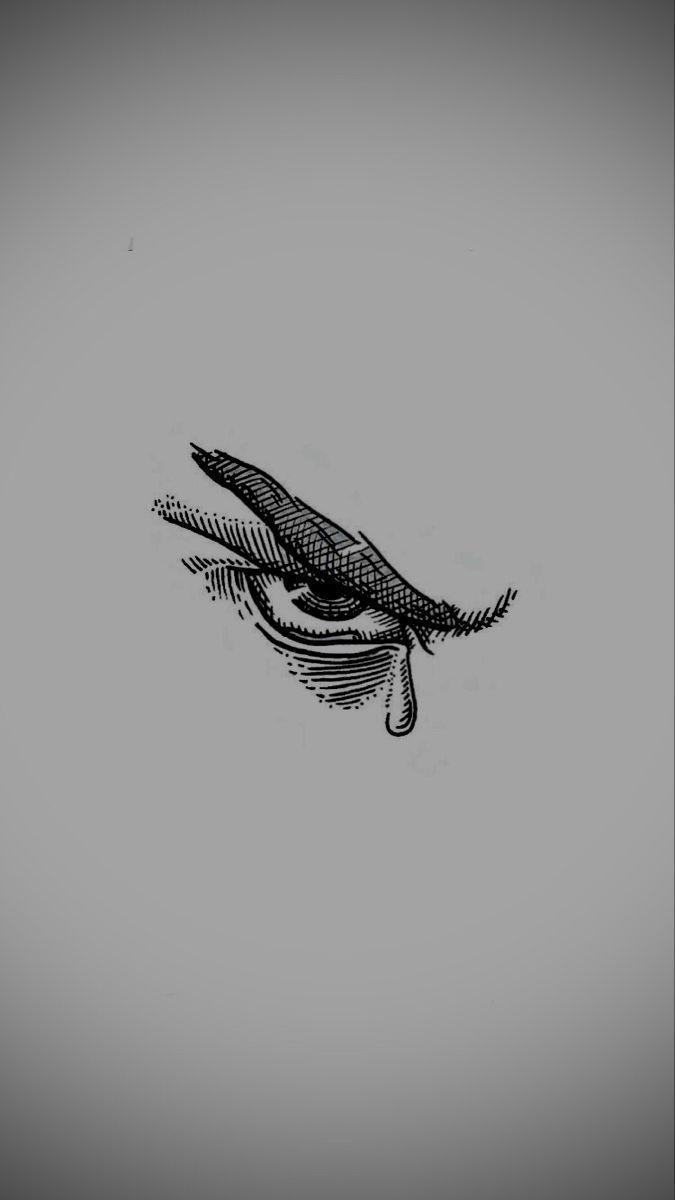 an ink drawing of a bird's eye with drops of water coming out of it