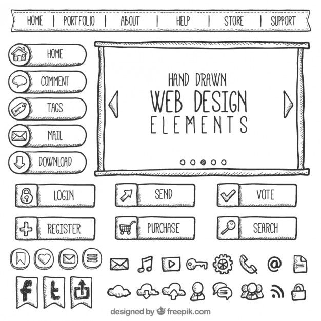 the hand drawn web design elements