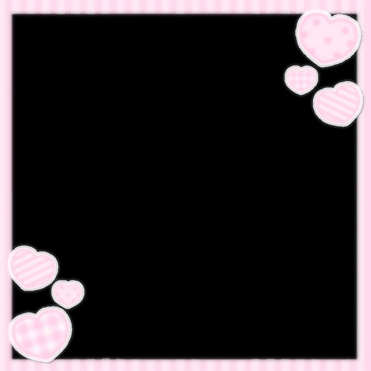 a pink and black frame with hearts on it