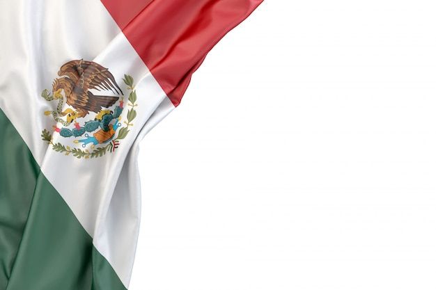 the flag of mexico is waving in the wind with white and green stripes on it