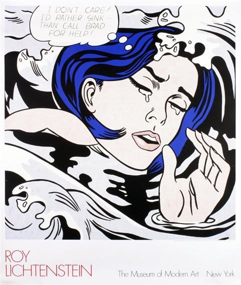 a woman swimming in the water with her hand on her face and speech bubble above her head