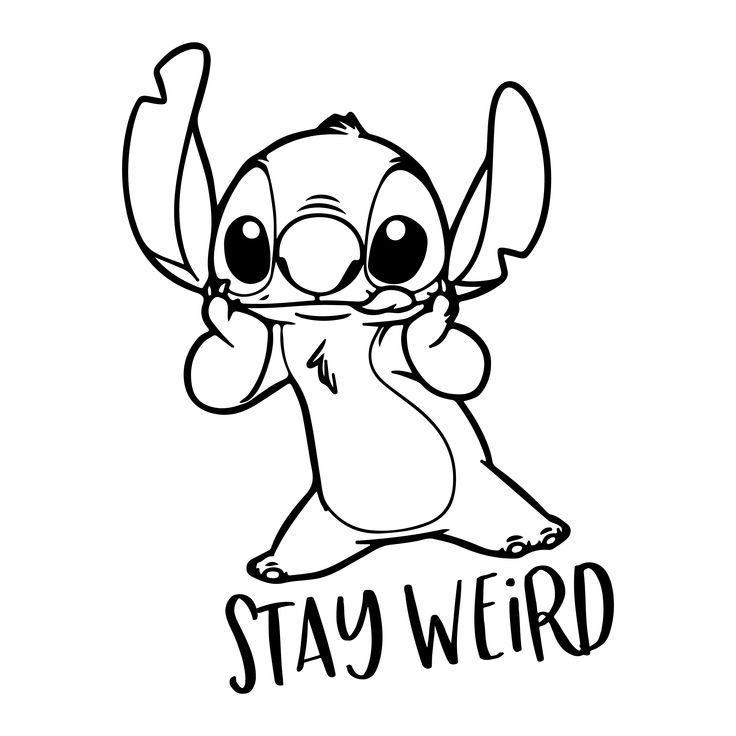 a cartoon character with the words stay weird on it