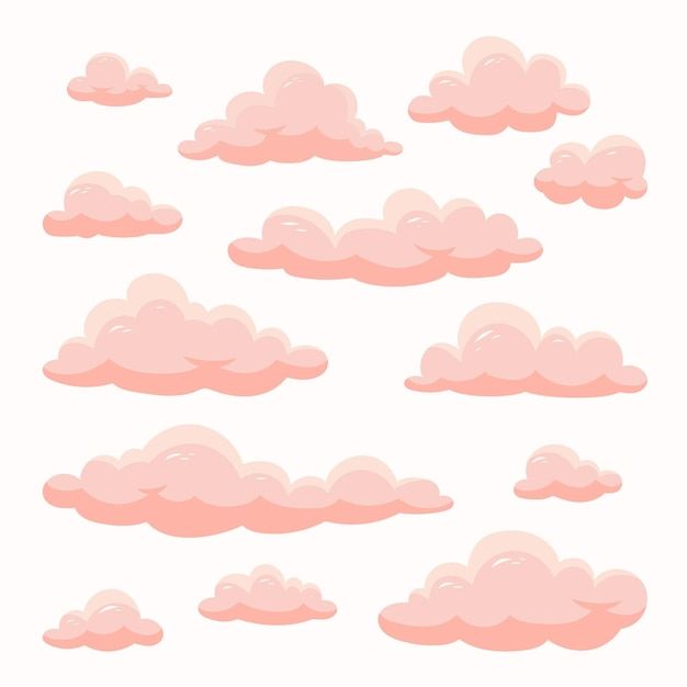 pink clouds in the sky on a white background