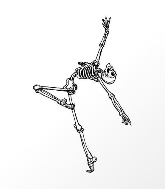 a skeleton is flying through the air with its arms outstretched in front of it's body