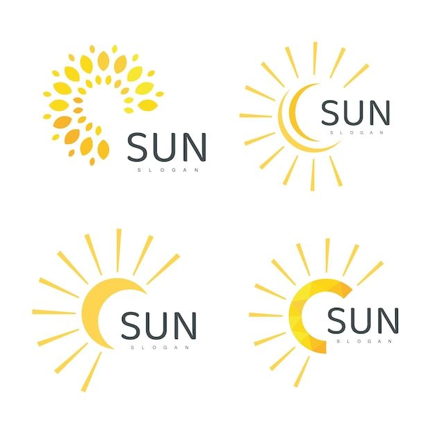 the sun and moon logos are shown in three different styles, each with their own letter