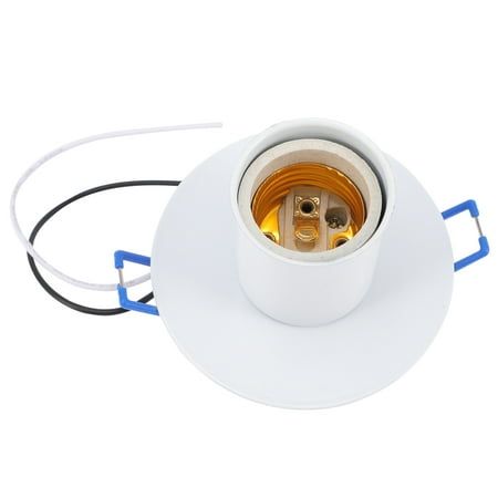 an image of a white light fixture with blue wires on the side and two lights in the middle