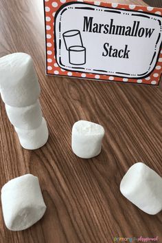 marshmallow stack on a table next to a box of marshmallows