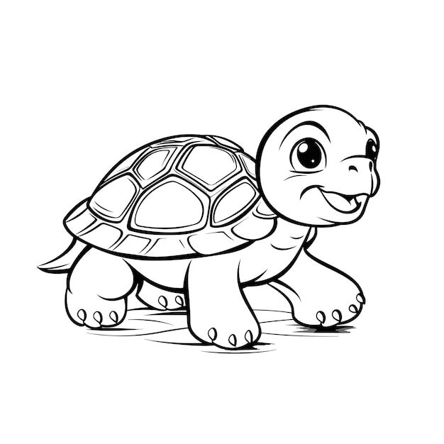 a cartoon turtle with big eyes and a smile on it's face coloring page