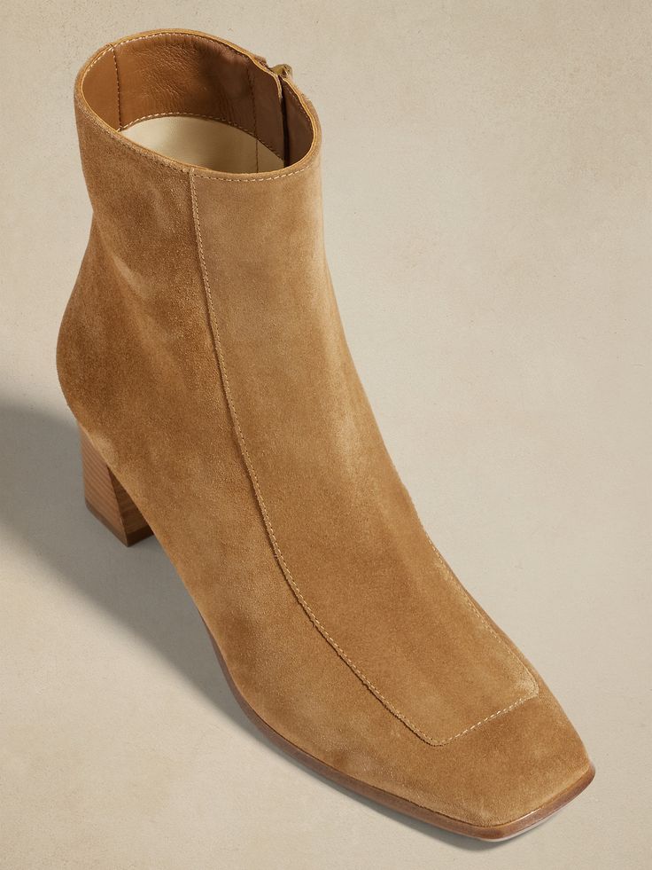 Lucca Suede Ankle Boot | Banana Republic Business Casual Shoes For Work, Sandal Boots Ankle, Beige Suede Ankle Boots Outfit, Suede Ankle Boots Outfit, Breastfeeding Outfits, Dress Ankle Boots, Suede Flat Boots, Light Brown Boots, Womens Black Ankle Boots