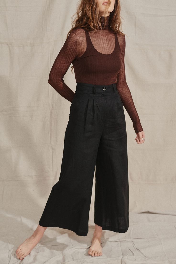 Turtleneck And Trousers Outfit, Turtleneck With Trousers, Sheer Turtleneck Outfit, Sheer Turtleneck, Minimal Home Decor, Cherry Orchard, Turtleneck Outfit, Trouser Outfit, Concert Fashion