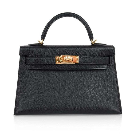 Hermes Kelly Sellier, Kelly Sellier, Hermes Box, Kelly Bag, Hermes Bags, Black Handle, Black Bag, Lambskin Leather, Luxury Handbags