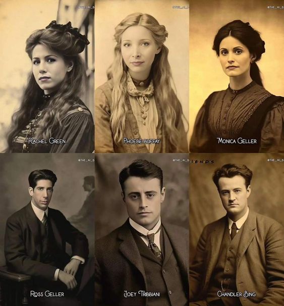 four different portraits of people in old fashioned clothes and hair styles, from the early 1900's to the present day