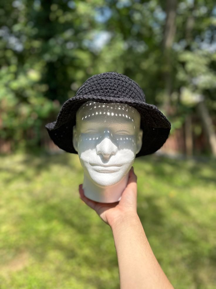 Materials: 100% mercerized cotton Summer Cotton Hat In Black, Black Cotton Summer Hat, Black Cotton Hat For Summer, Summer Black Cotton Hat, Black Brimmed Cotton Sun Hat, Black Cotton Brimmed Sun Hat, Black Cotton Sun Hat For Summer, Wide Brim Cotton Crochet Hat, Cotton Crochet Hat With Wide Brim