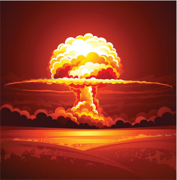 an illustration of a nuclear explosion in the sky