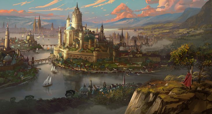 Places PT. 3 - Album on Imgur Fantasy City, Fantasy Castle, Fantasy Setting, Fantasy Places, Art Et Illustration, Landscape Scenery, City Landscape, Fantasy Art Landscapes, Fantasy Concept Art