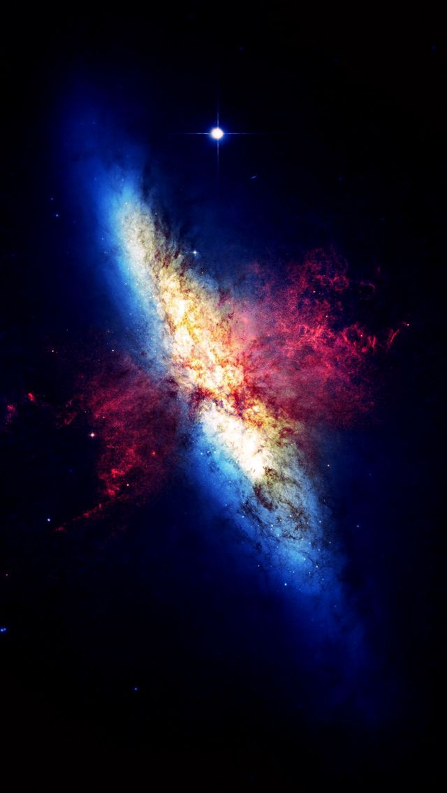 an image of a spiral galaxy in the dark night sky with stars and bright colors