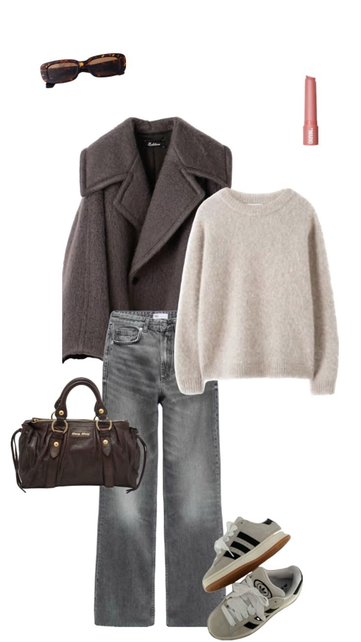 winter fit ❄️ Grey Jeans Outfit, Ny Outfits, Looks Pinterest, Best Winter Outfits, Mode Zara, Outfit Layout, Autumn Fits, Winter Fit, Outfit Inspo Casual