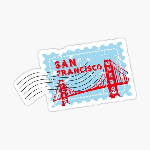 san francisco stamp with the golden gate bridge sticker