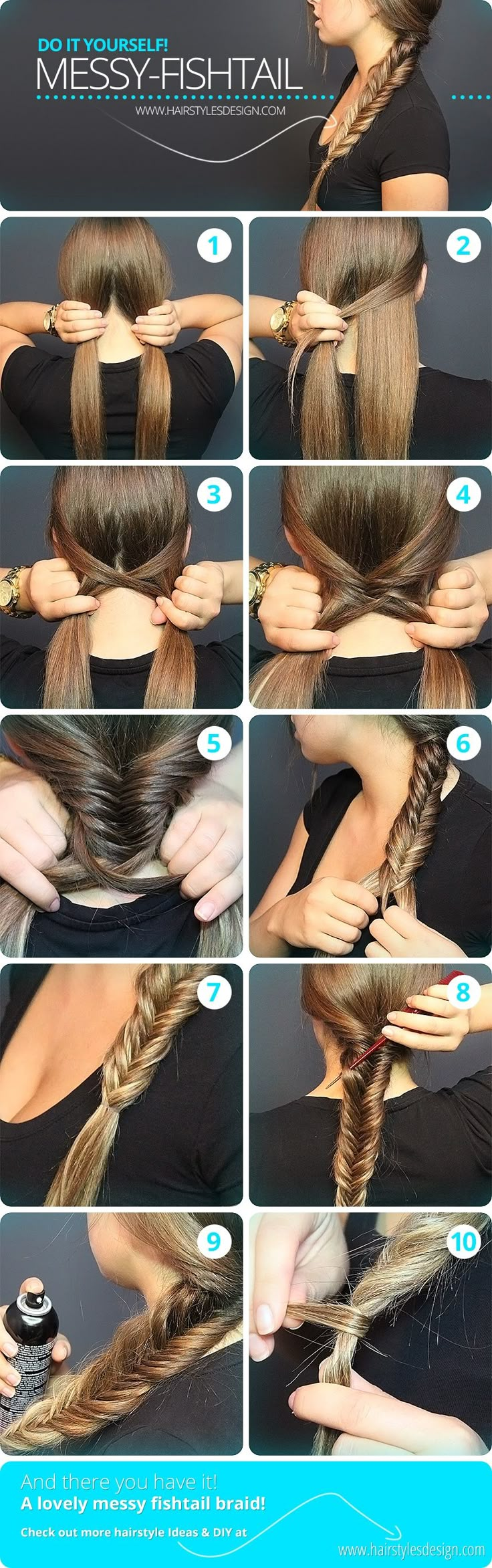 Do It Yourself Messy Fishtail Braid... i have so much trouble doing this right on myself lol Everyday Braided Hairstyles, Everyday Braids, Messy Fishtail Braids, Quick Braids, Simple Updo, Balayage Blonde, Fishtail Braid, Popular Haircuts, Hairstyle Trends