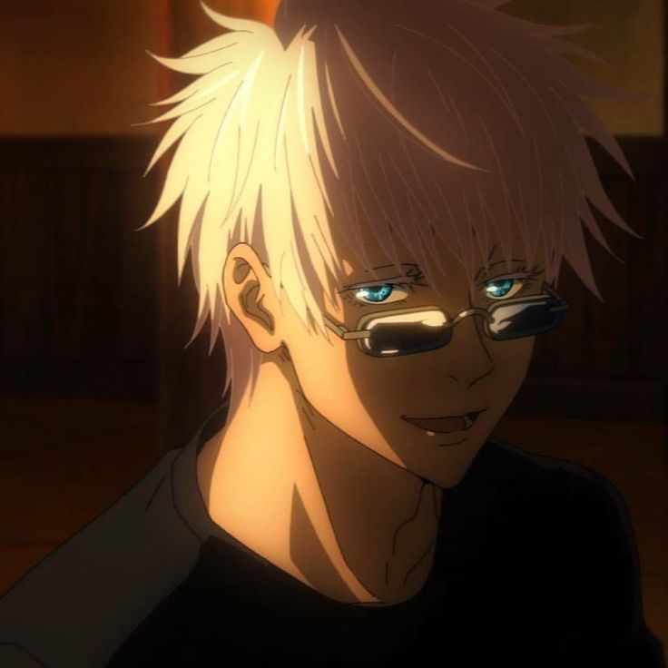 a young man with glasses staring at the camera in an anime style scene, he has blonde hair and blue eyes