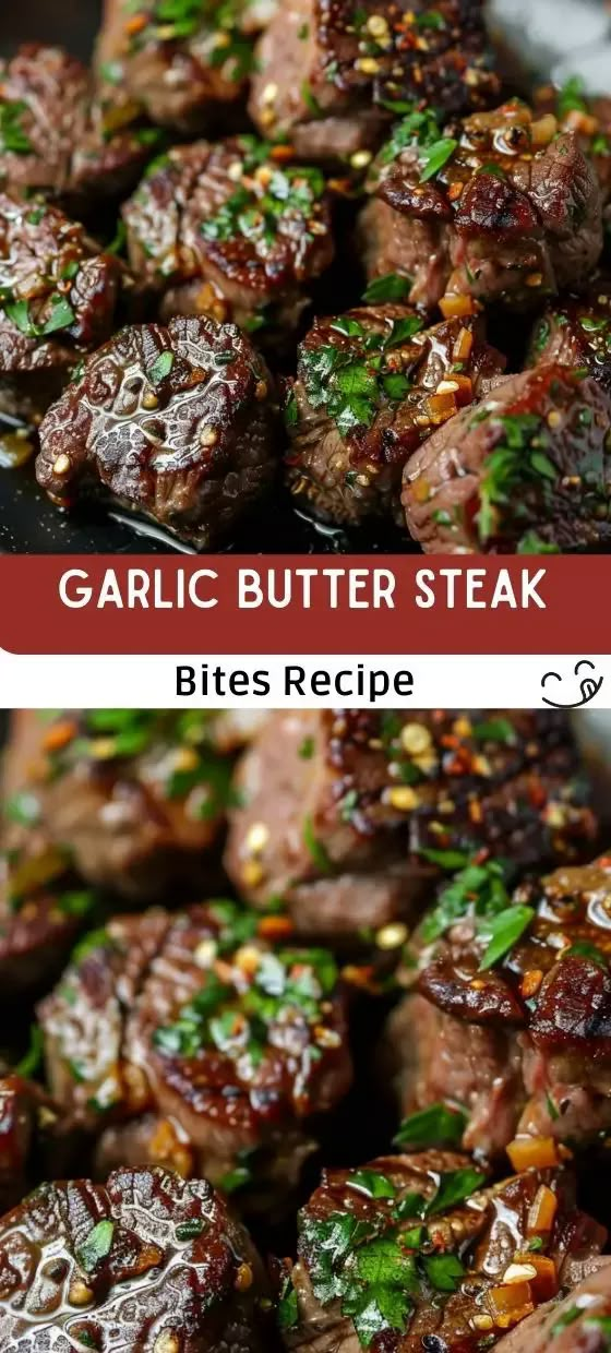 garlic butter steak bites recipe on a plate