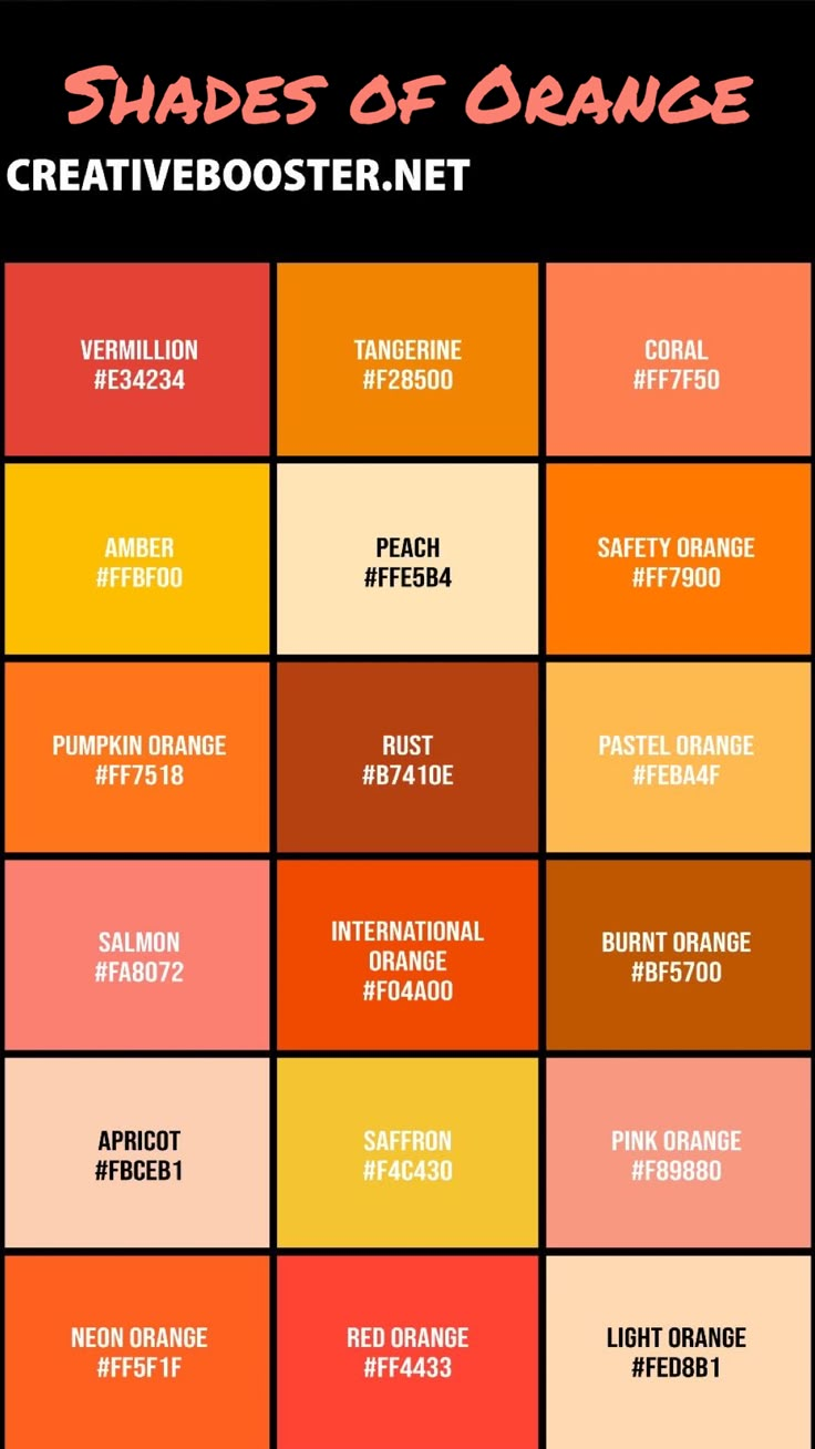 the shades of orange are shown in this chart