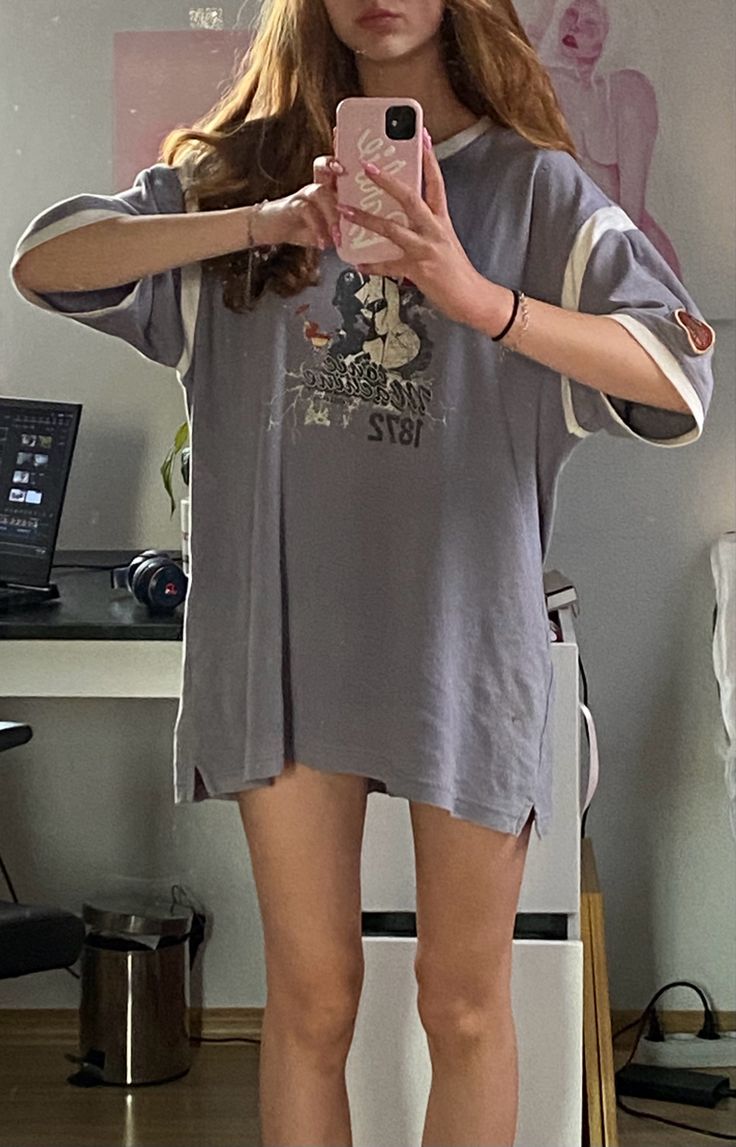 Really Oversized Shirt, Big Tee Aesthetic, Oversized Pajamas Aesthetic, Huge Shirt Outfit, Big T Shirt Pajamas, Boyfriend Tshirt Aesthetic, Huge T Shirt Outfit, Oversized Shirt Pjs, Big Shirt Pajamas Aesthetic