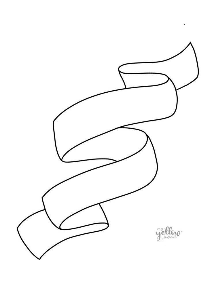 a black and white drawing of a ribbon