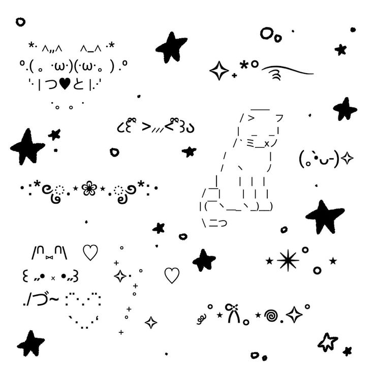 black and white drawing of stars and shapes on a sheet of paper with the word love written in it