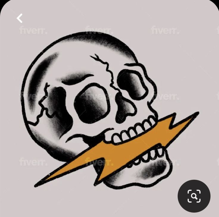 a skull with a lightning bolt in its mouth