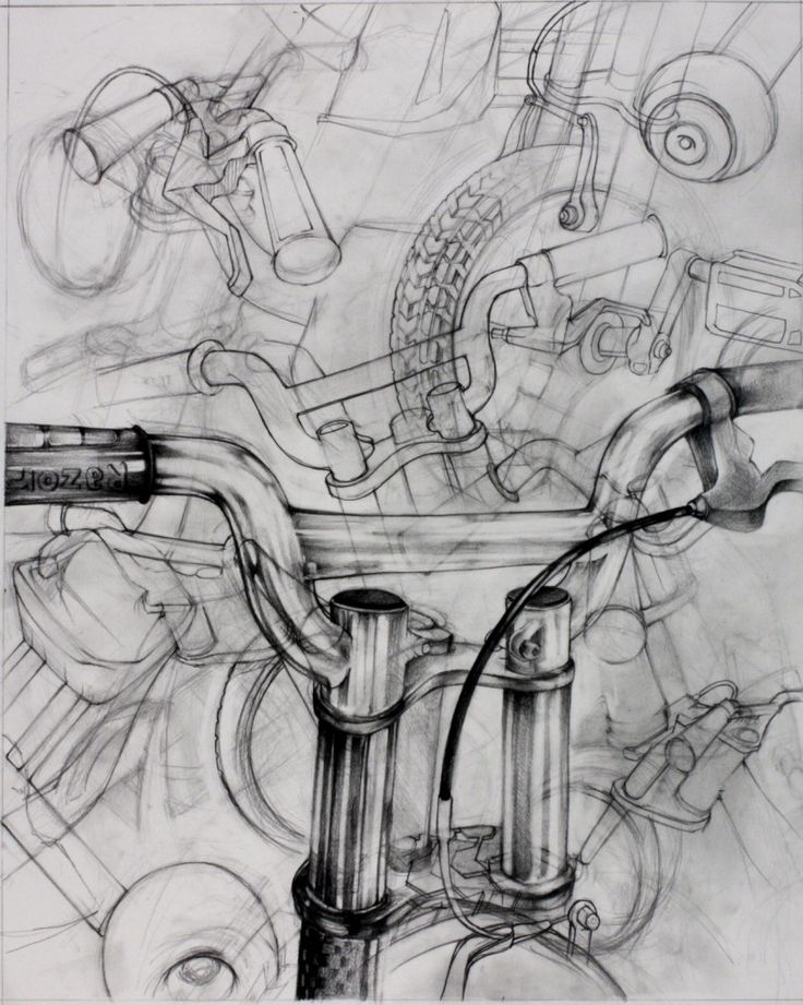 a drawing of a motorcycle engine