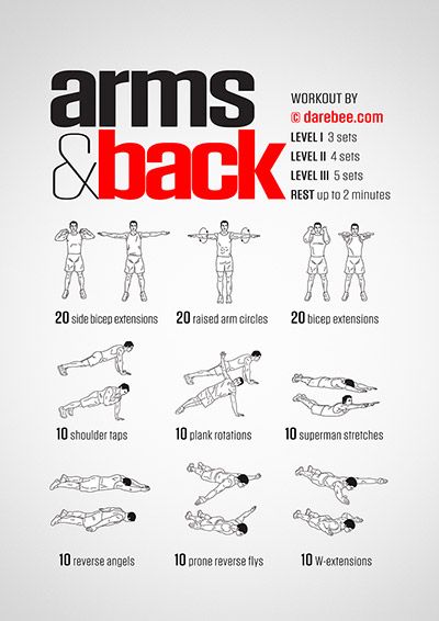 the arm and back workout poster shows how to do an exercise for each body type