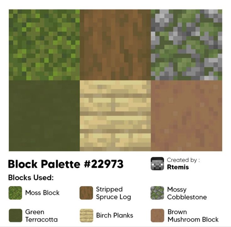 an image of different types of plants in the same color scheme and text that reads block palette 20973