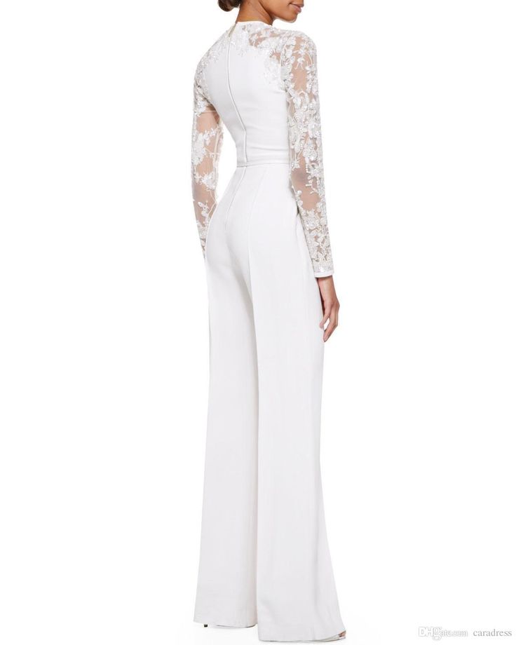 Modest White Elie Saab Lace Long Sleeves Jumpsuit Pant Suits Jumpsuit Embellished Women Formal Evening Wear Custom Special Occasion Dresses Bridal Jumpsuit The Bride, Girls Evening Dresses, Blue Tuxedo, Jasmine White, Embellished Jumpsuit, Mother Of Bride Outfits, Formal Evening Wear, Prom Dresses Long Lace, Lace Evening Gowns