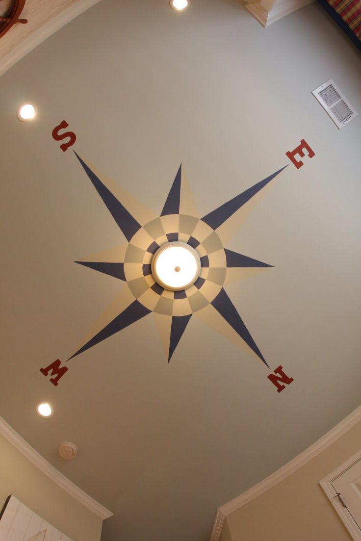 an image of a ceiling with a compass design on the ceiling and words below it