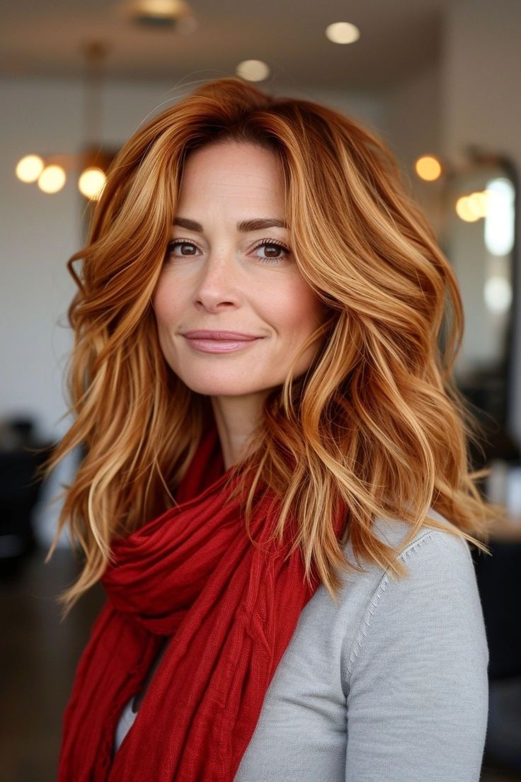 Bold Copper Streaks Copper Streaks, Balayage Ideas, Copper Balayage, Fresh Color, Upgrade Your Look, Sun Kissed, Wavy Hair, Balayage, Blonde