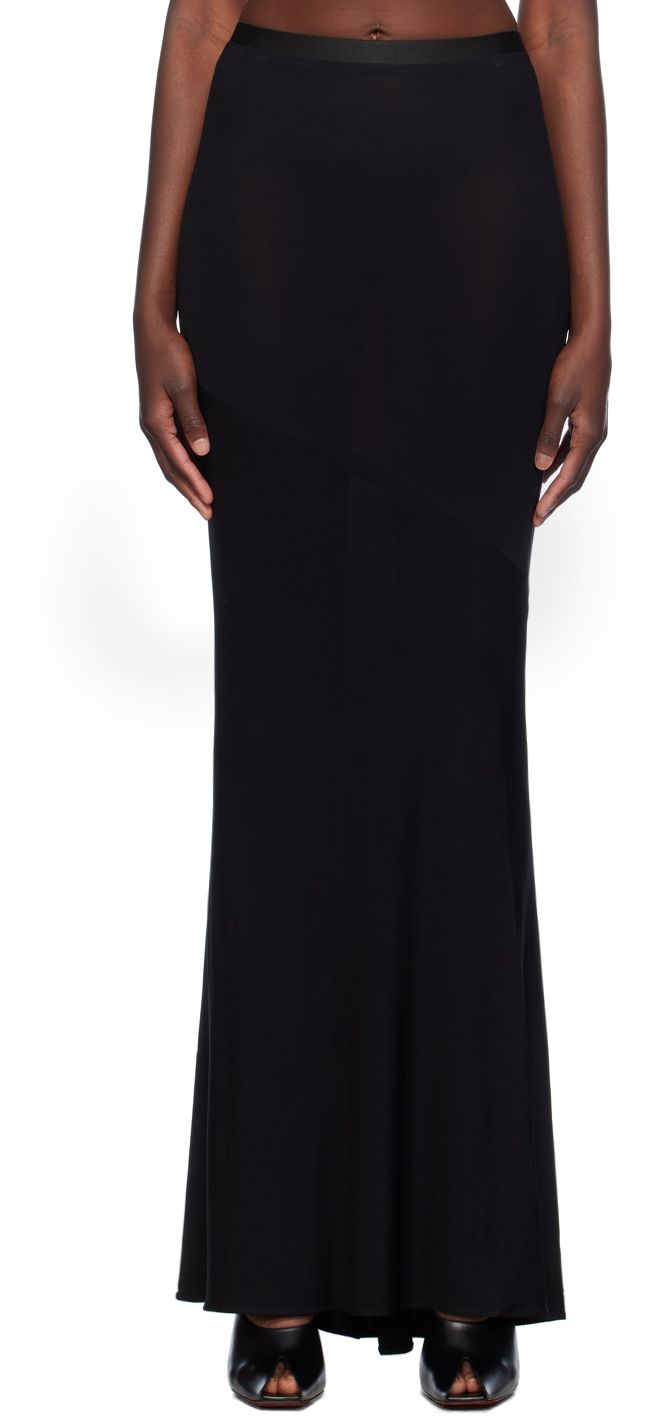 Bias-cut rib knit stretch viscose skirt. Elasticized waistband. Supplier color: Black Viscose Skirt, Apparel Accessories, Rib Knit, Maxi Skirt, Womens Bottoms, Top Brands, Women Wear, Luxury Fashion, Skirt