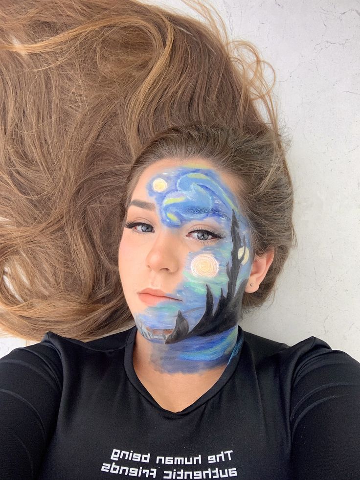 Van Gogh Makeup, Women Haircuts, Spirit Week, Ideas Halloween, Womens Haircuts, Vincent Van Gogh, Body Painting, Face Painting, Maquillaje De Ojos