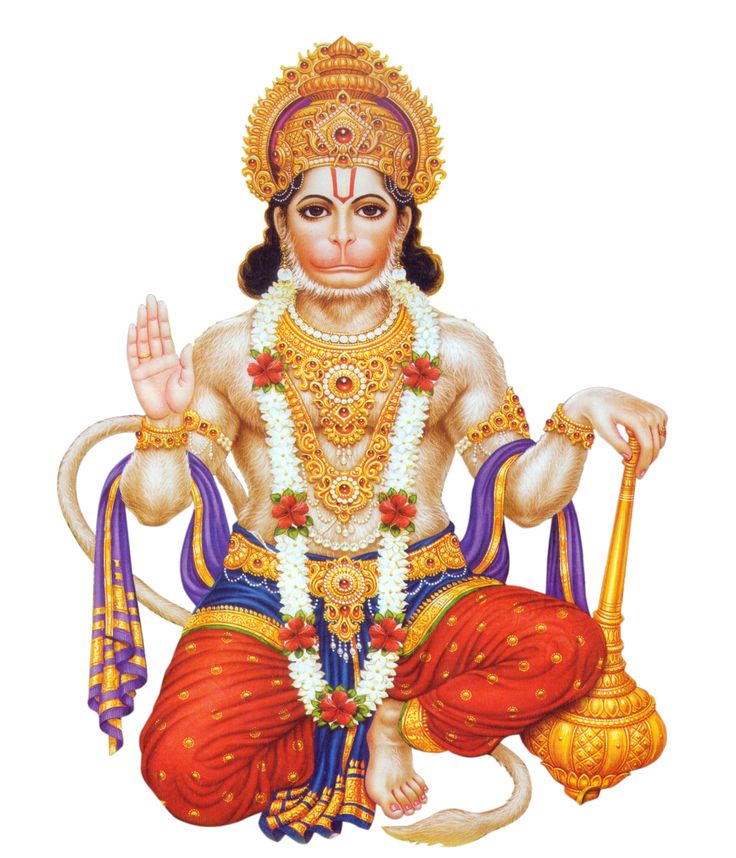 the hindu god sitting on his knees with two hands in front of him, and holding a