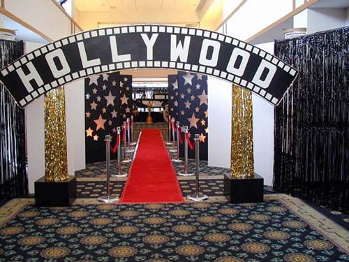 the hollywood sign is decorated with stars and red carpet