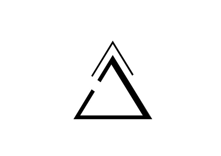 a black and white triangle logo with the letter'a'in the bottom right corner